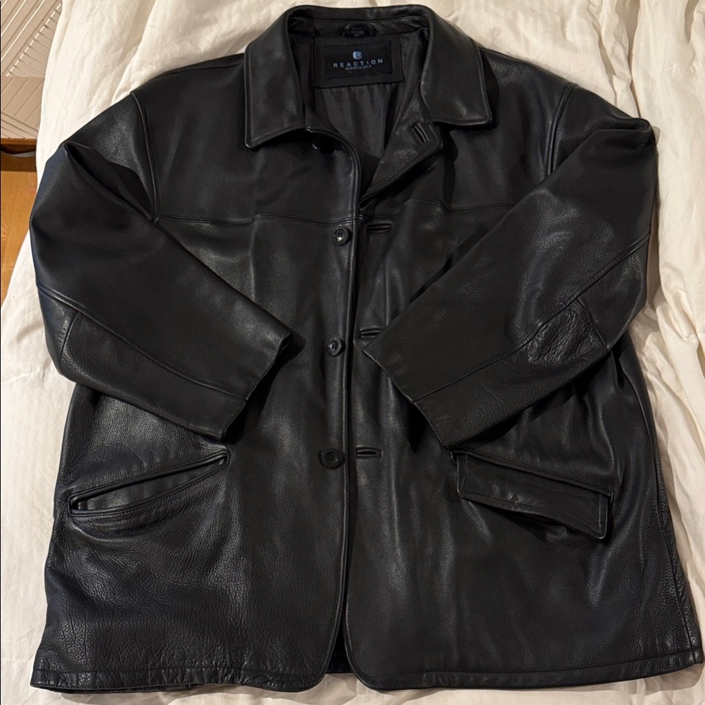 Vintage Kenneth Cole Reaction Black Leather Jacket Men’s Size XXL
